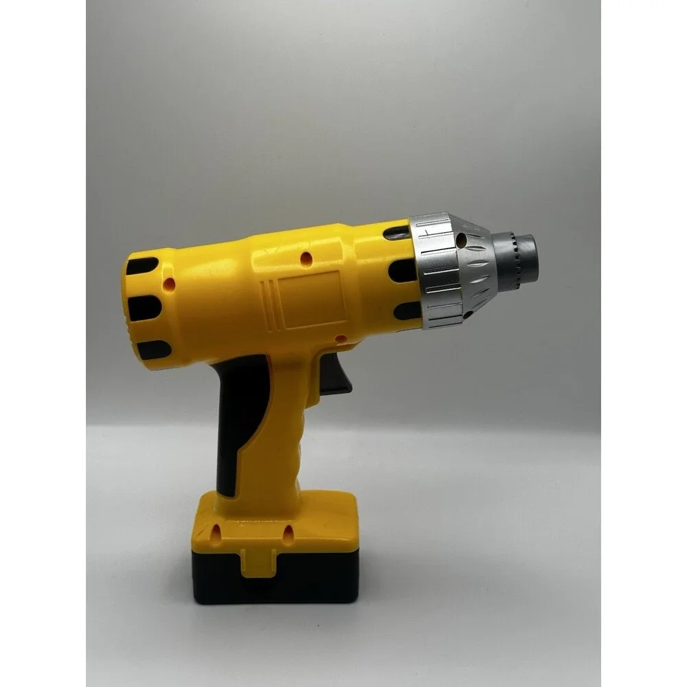 Power Tool Workshop Toy Cordless Drill Yellow Battery Operated Kids Play Set